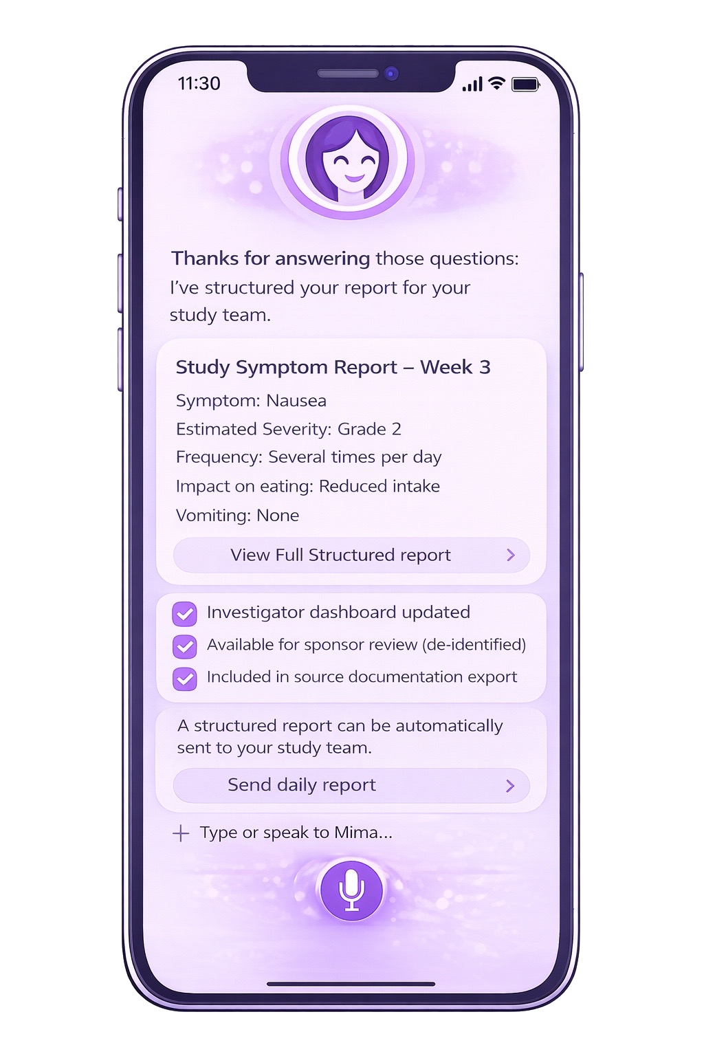 Structured AE summary prepared for source documentation